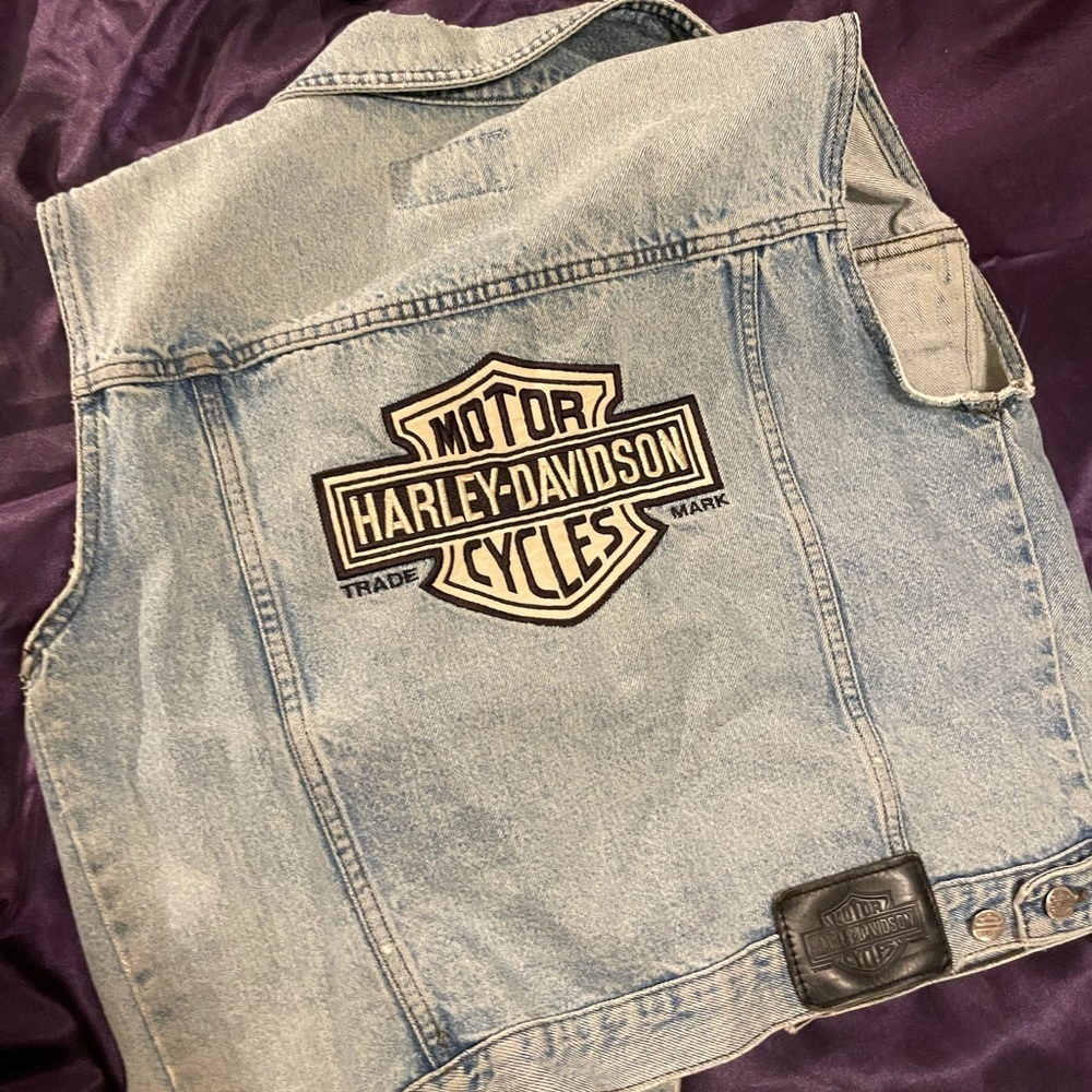 vintage harley davidson jean vest